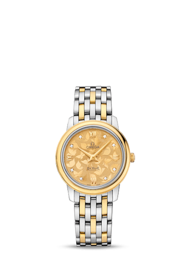Omega De Ville Prestige Quartz 27.4 Stainless Steel / Yellow Gold / Champagne Butterfly / Bracelet